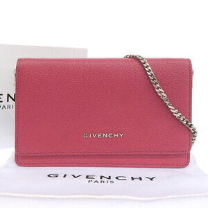 Givenchy Logo Chain Bag Wine Red Red Leather